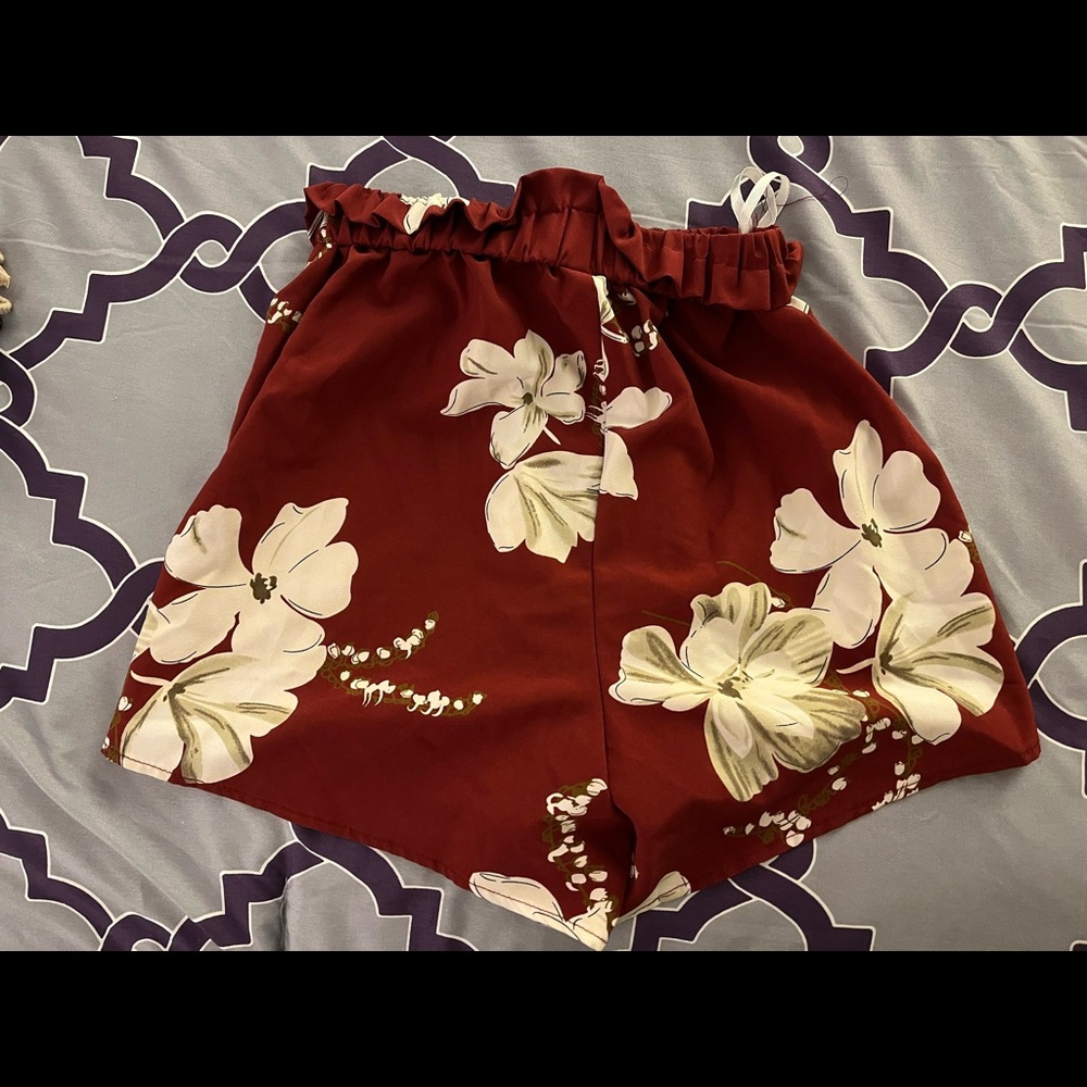 High waisted floral shorts